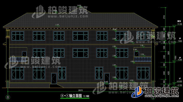 背立面图